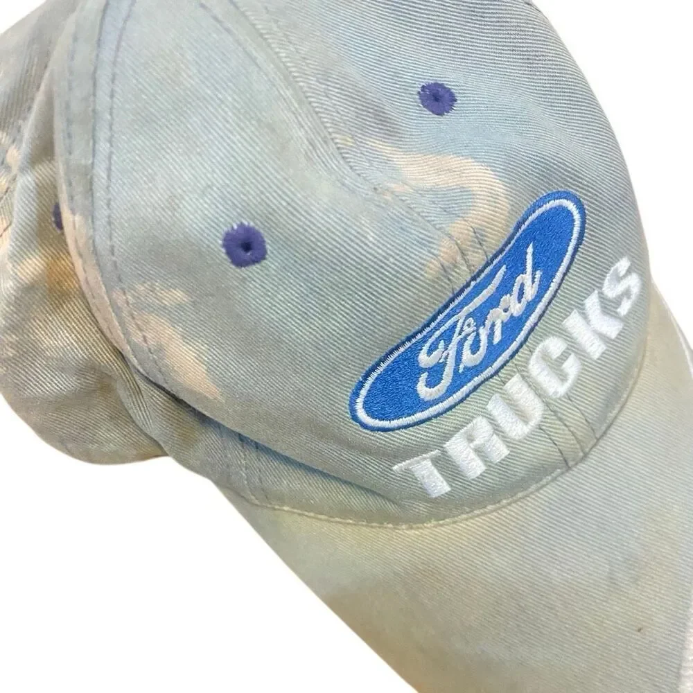 Ford motor company, distressed Ford hat Ford trucks stained bleached, adjustable